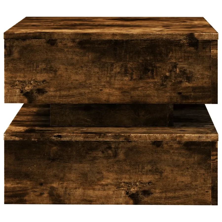 Table basse avec lumières LED chêne fumé 50x50x40 cm - 7