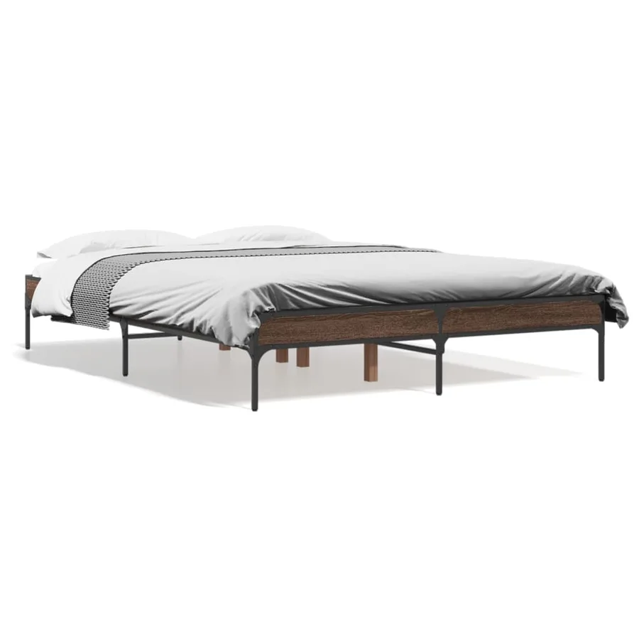 Cadre de lit sans matelas chêne marron 135x190 cm - 2