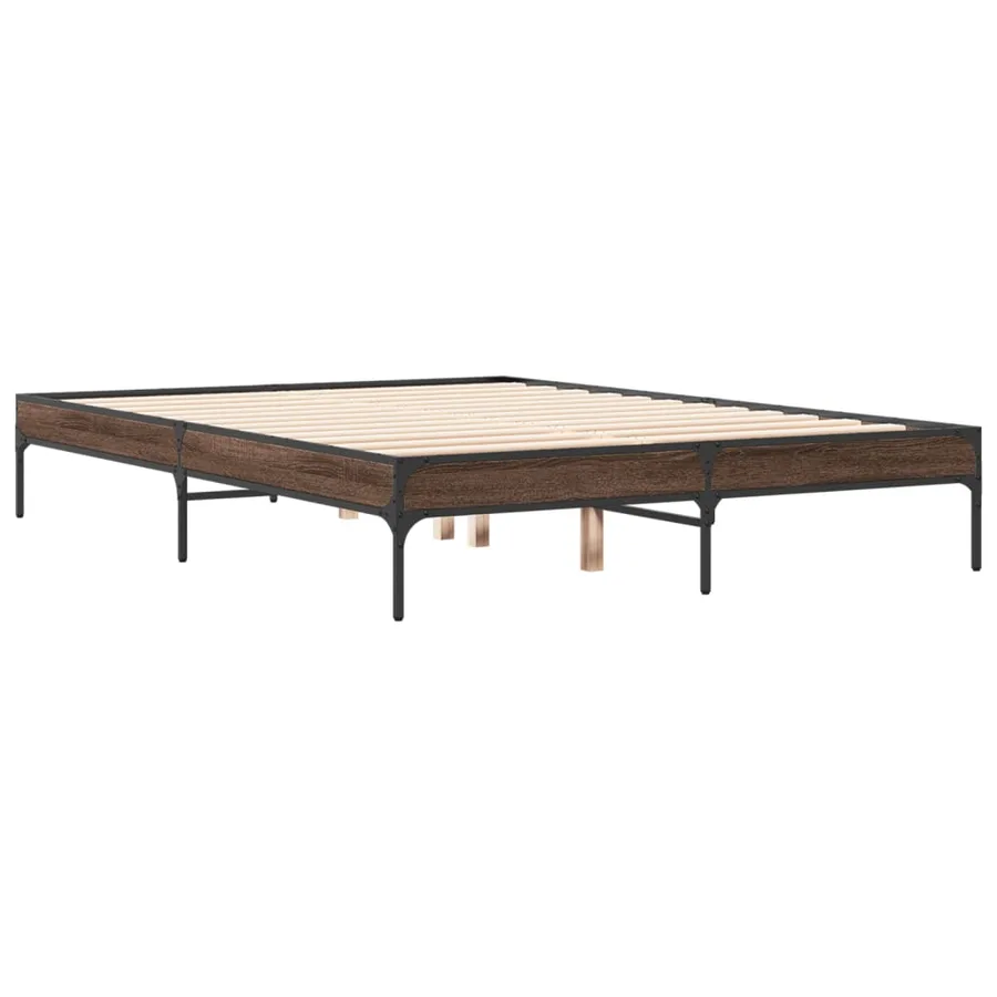 Cadre de lit sans matelas chêne marron 135x190 cm - 3