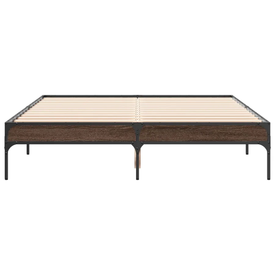 Cadre de lit sans matelas chêne marron 135x190 cm - 4
