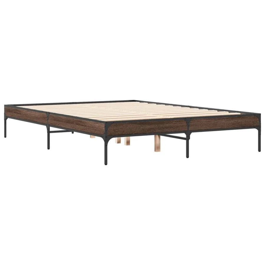 Cadre de lit sans matelas chêne marron 135x190 cm - 6