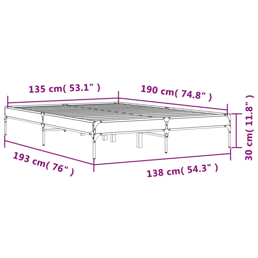 Cadre de lit sans matelas chêne marron 135x190 cm - 9