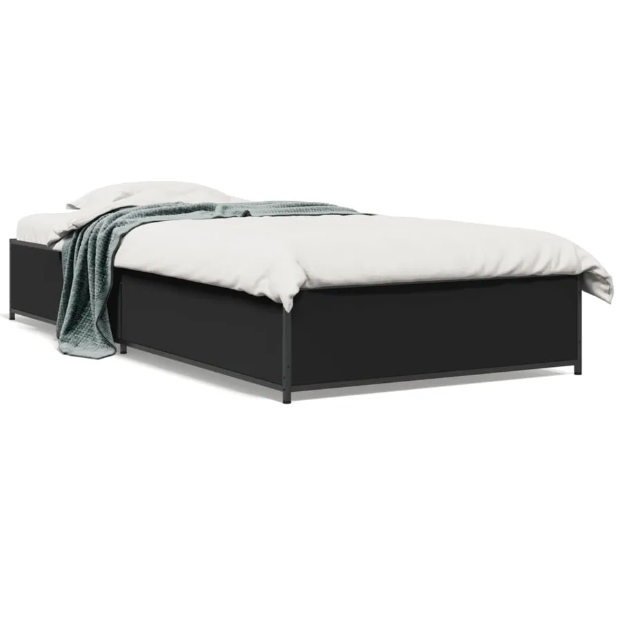 Cadre de lit sans matelas noir 75x190 cm - 2