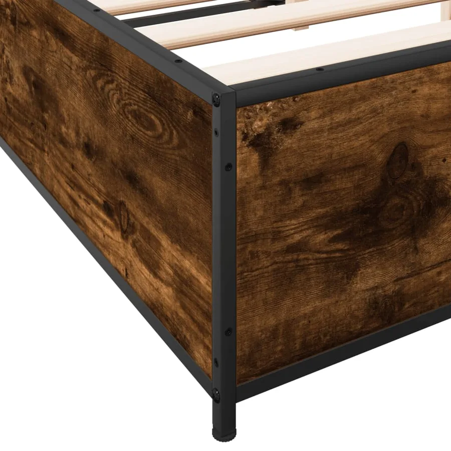 Cadre de lit sans matelas chêne fumé 120x190 cm - 7