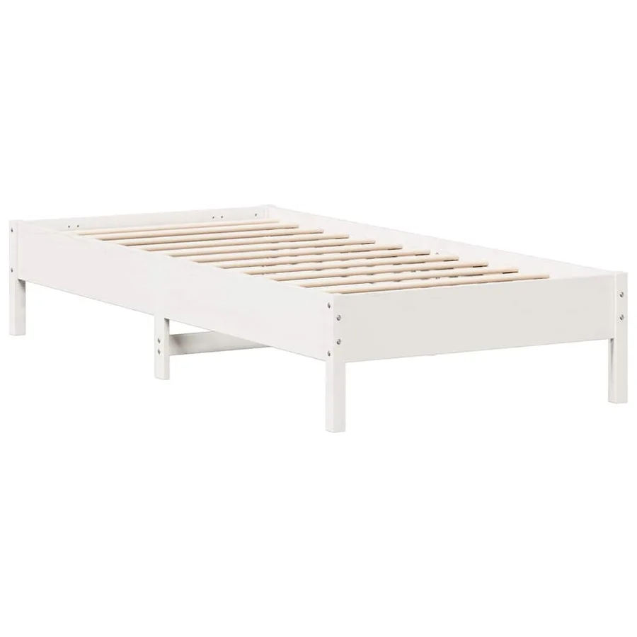 Cadre de lit sans matelas blanc 100x200 cm bois de pin massif - 2