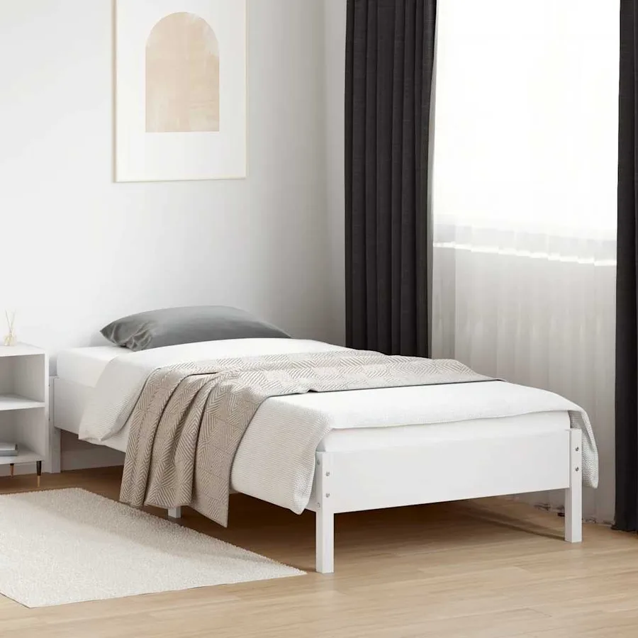 Cadre de lit sans matelas blanc 100x200 cm bois de pin massif - 3