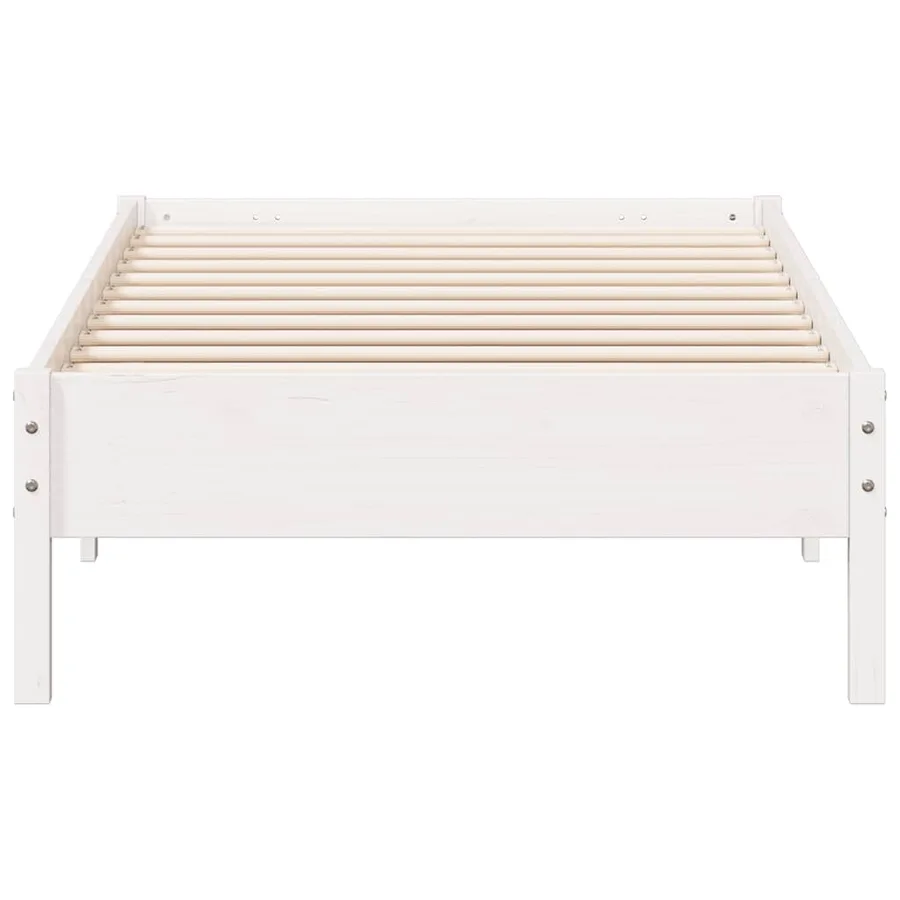 Cadre de lit sans matelas blanc 100x200 cm bois de pin massif - 4