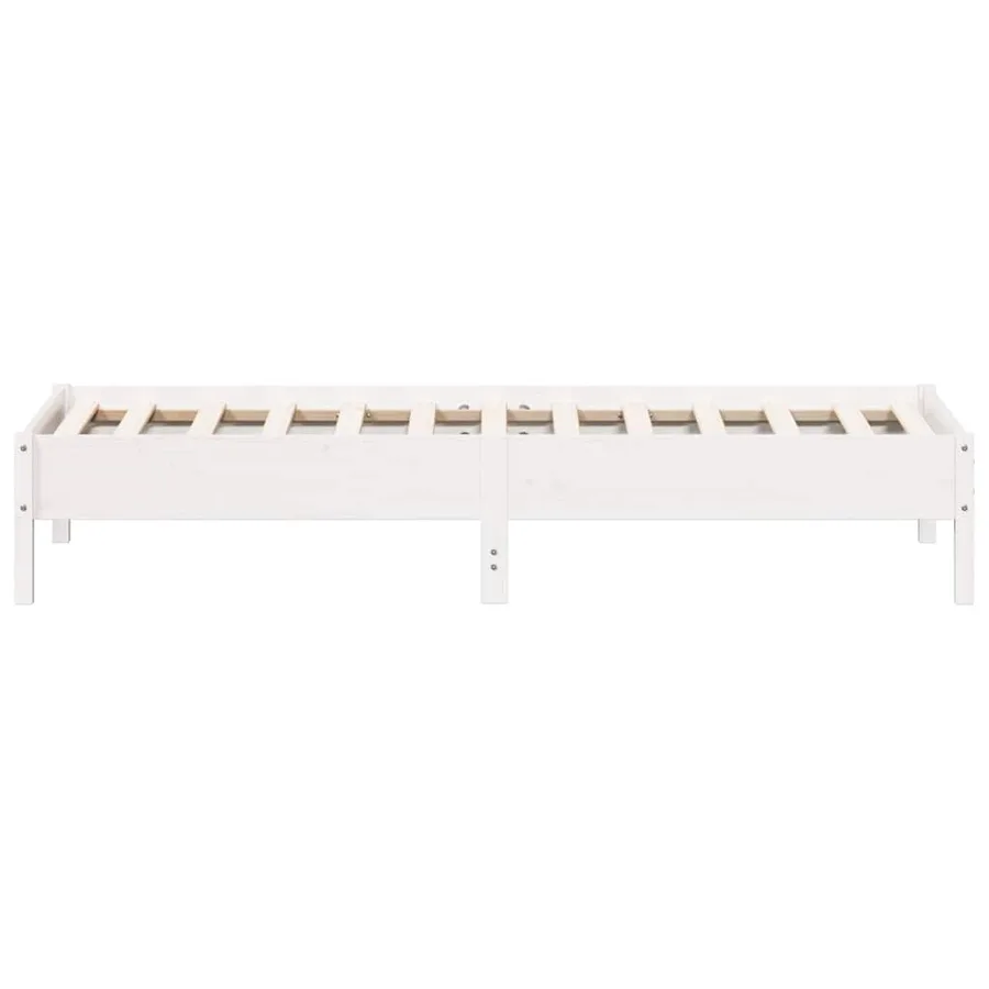 Cadre de lit sans matelas blanc 100x200 cm bois de pin massif - 5