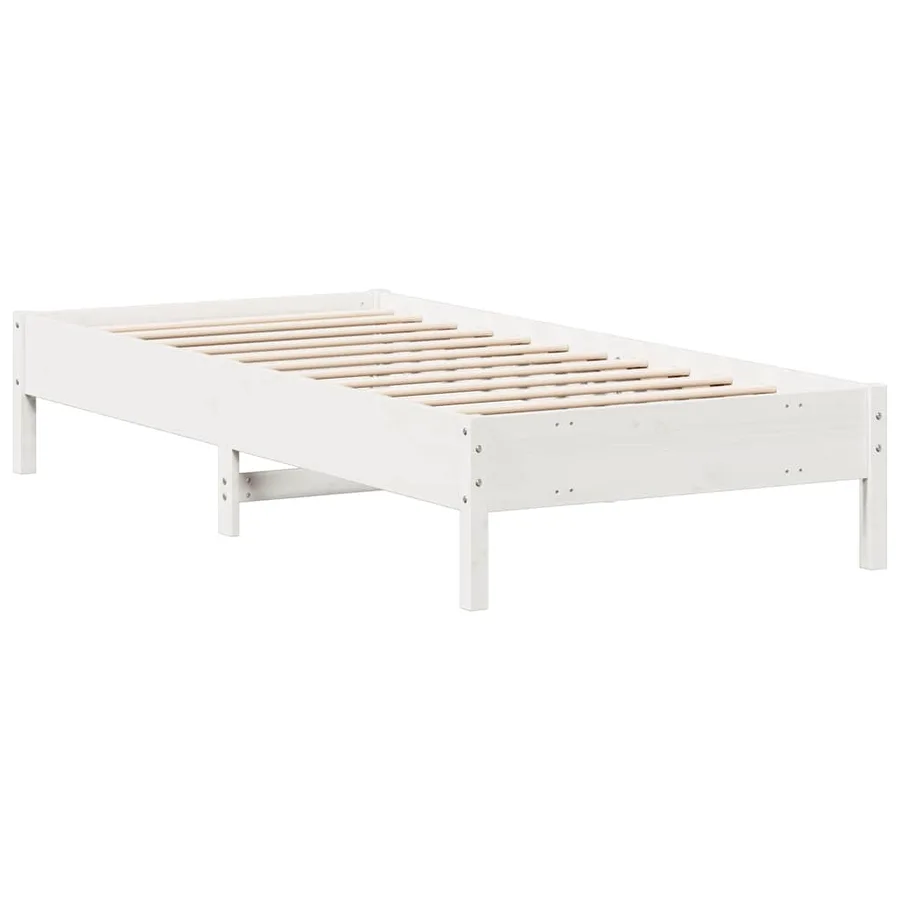 Cadre de lit sans matelas blanc 100x200 cm bois de pin massif - 6