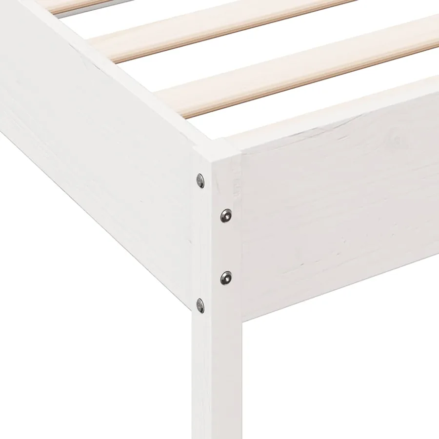 Cadre de lit sans matelas blanc 100x200 cm bois de pin massif - 7