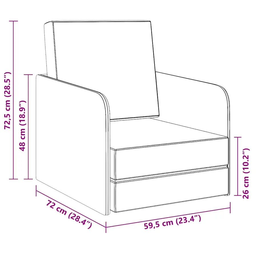 Fauteuil convertible gris foncé tissu - 9