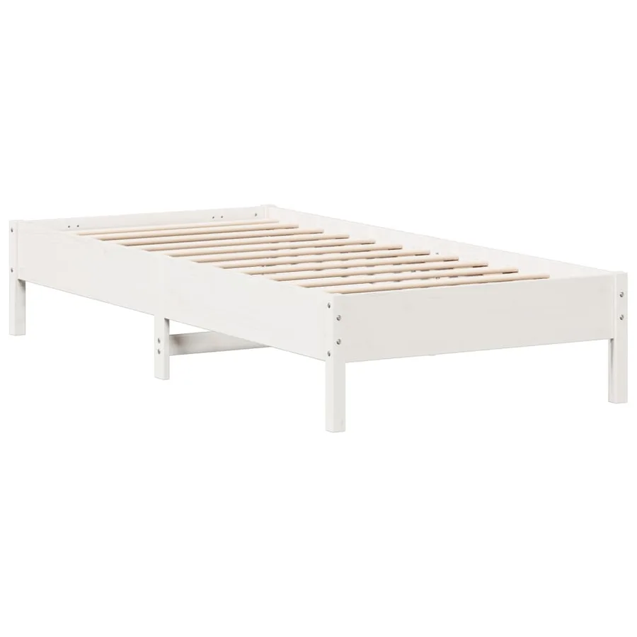 Cadre de lit sans matelas blanc 90x200 cm bois de pin massif - 2
