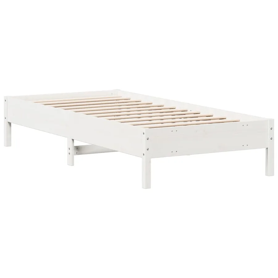 Cadre de lit sans matelas blanc 90x200 cm bois de pin massif - 6