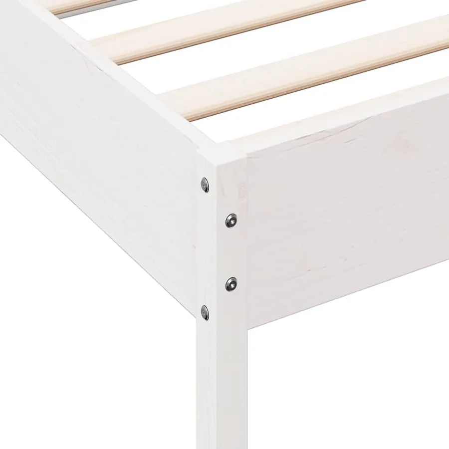Cadre de lit sans matelas blanc 90x200 cm bois de pin massif - 7