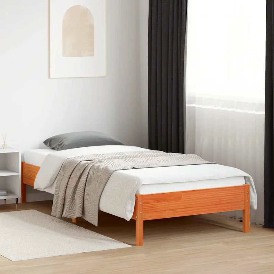 Cadre de lit sans matelas cire marron 90x200 cm bois pin massif - 3