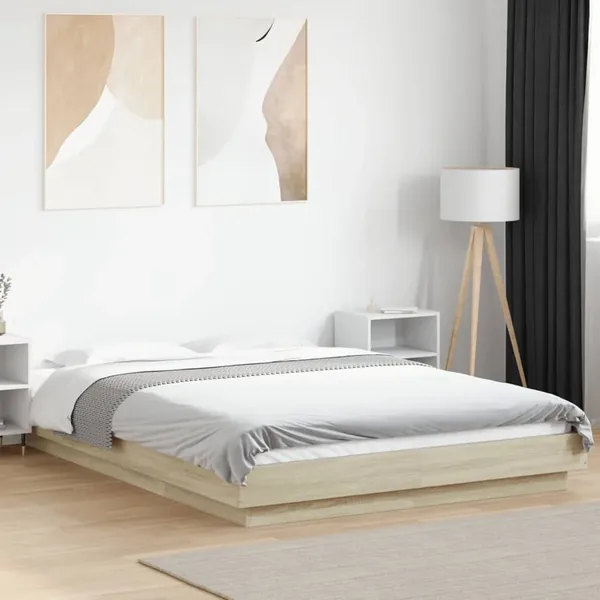 Cadre de lit sans matelas chêne sonoma 135x190 cm
