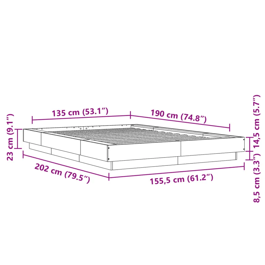 Cadre de lit sans matelas blanc 135x190 cm - 10