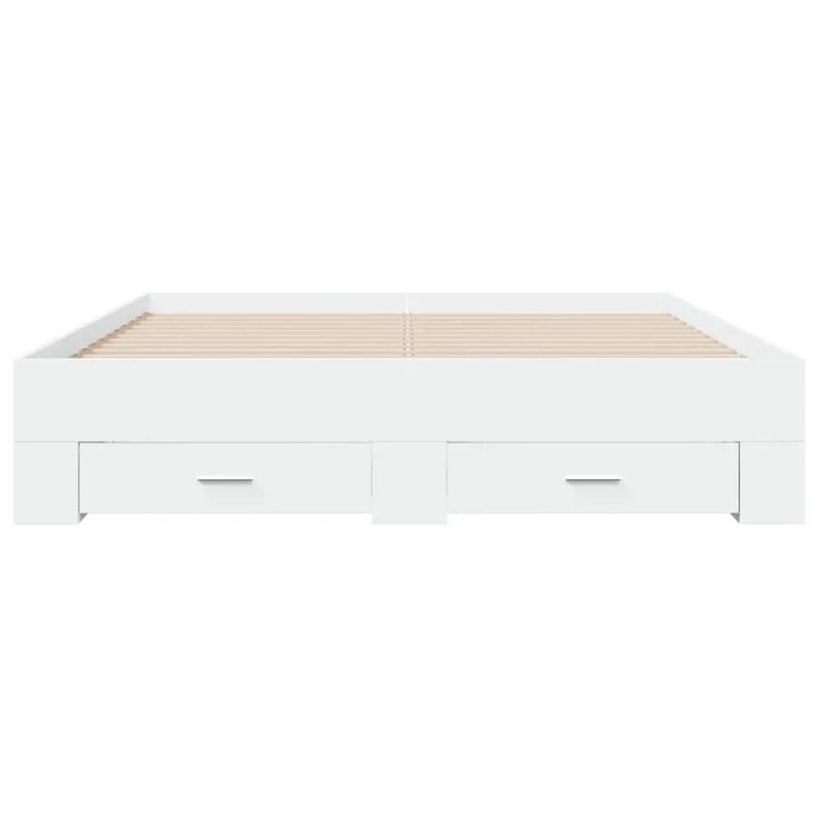 Cadre de lit avec tiroirs sans matelas blanc 140x200 cm - 4