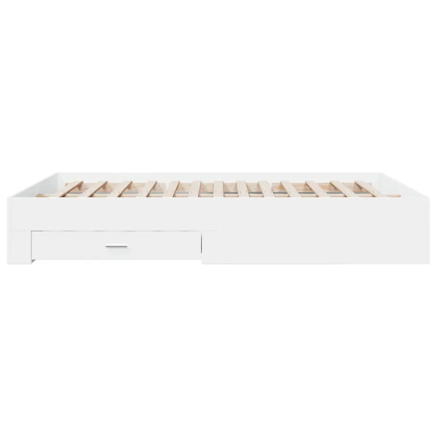Cadre de lit avec tiroirs sans matelas blanc 140x200 cm - 5