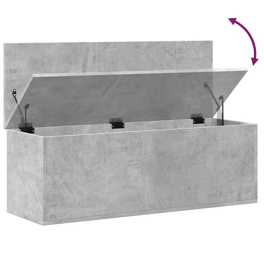 Boîte de rangement gris béton 102x35x35 cm bois d'ingénierie - 8