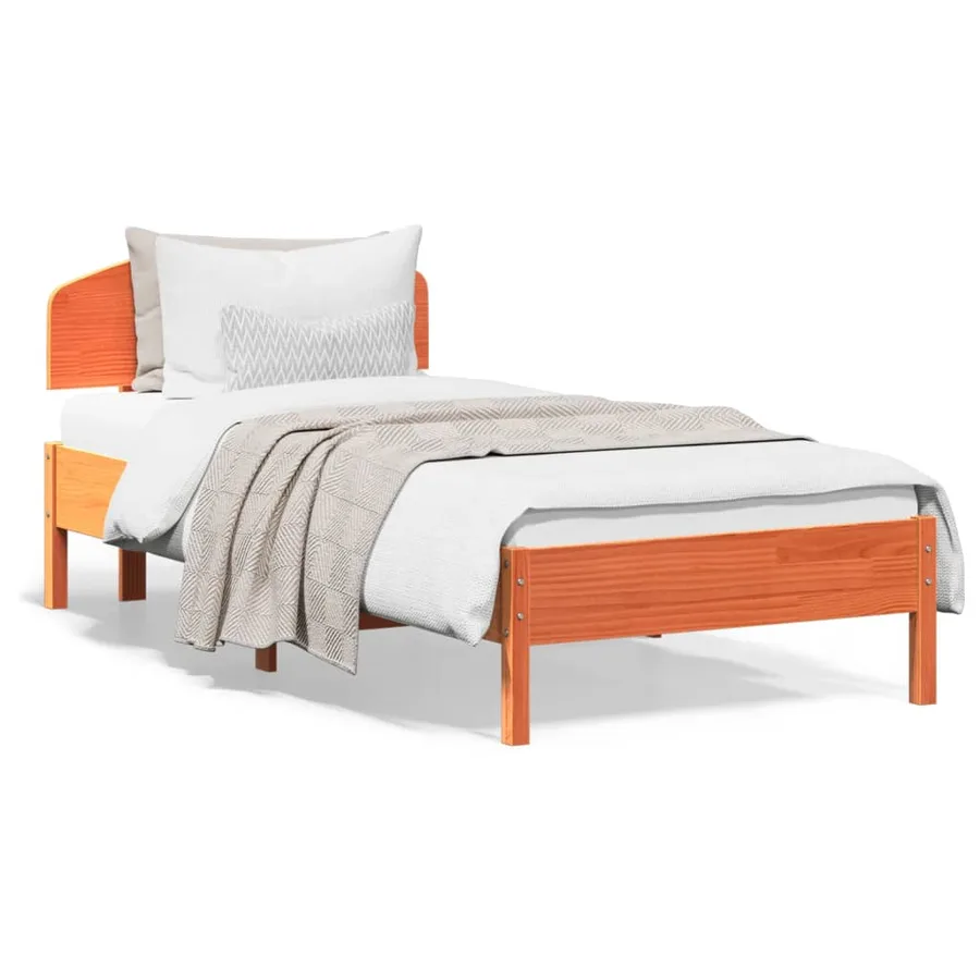 Cadre de lit sans matelas cire marron 100x200cm bois pin massif - 2