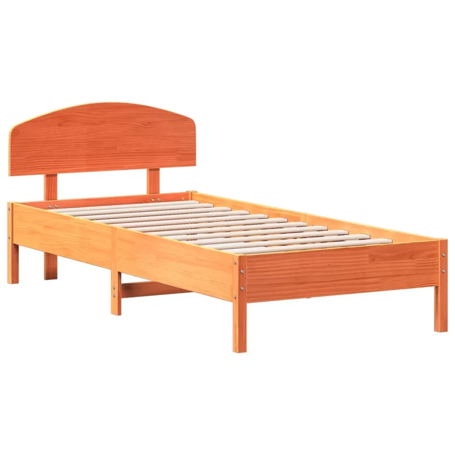 Cadre de lit sans matelas cire marron 100x200cm bois pin massif - 3