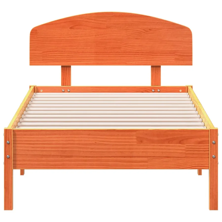 Cadre de lit sans matelas cire marron 100x200cm bois pin massif - 4