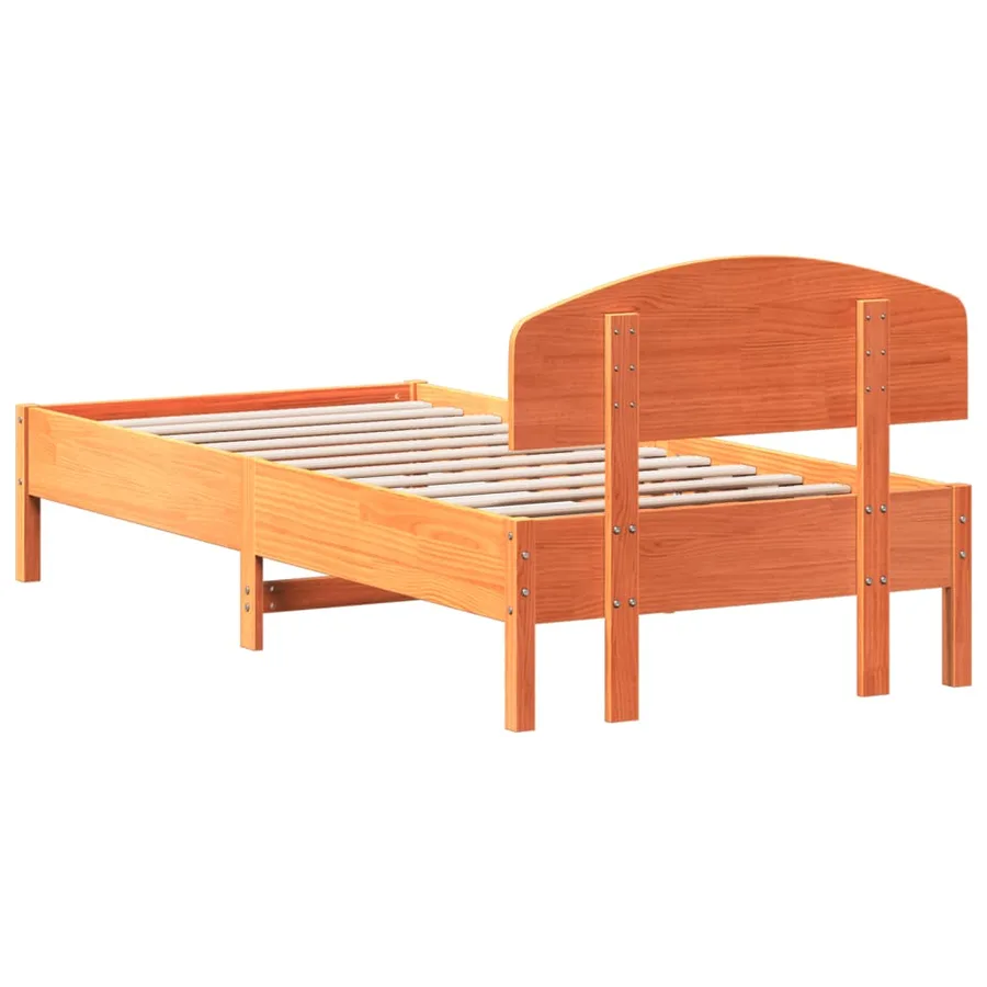 Cadre de lit sans matelas cire marron 100x200cm bois pin massif - 6