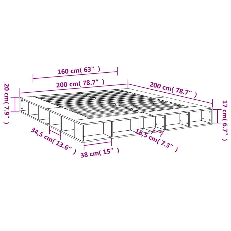 Cadre de lit sans matelas chêne sonoma 200x200 cm - 10