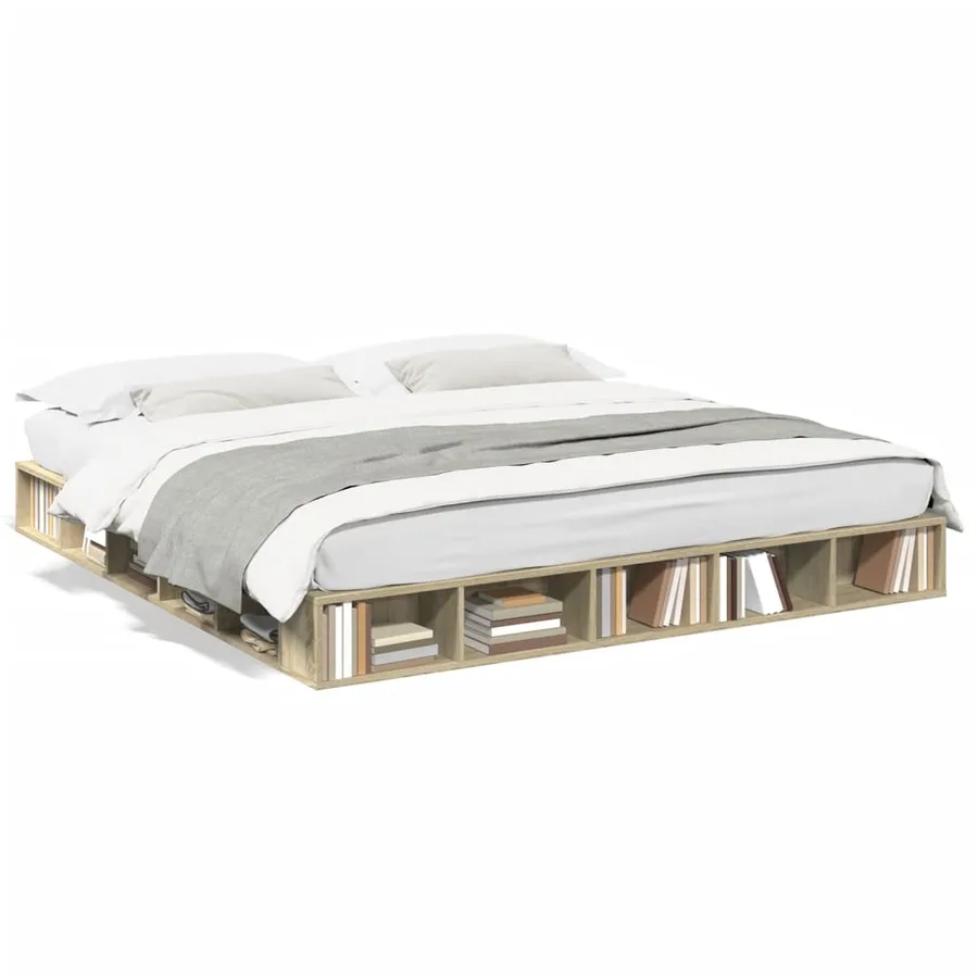 Cadre de lit sans matelas chêne sonoma 200x200 cm - 2
