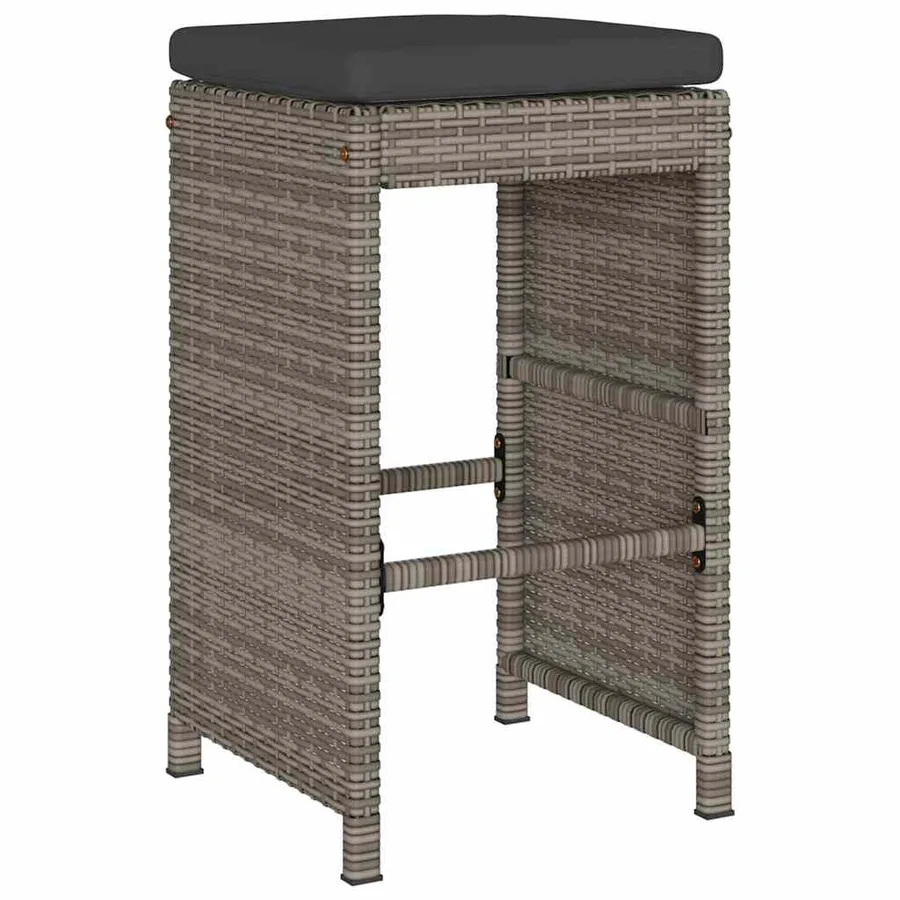 Tabourets de bar de jardin et coussins lot de 6 résine tressée - 3