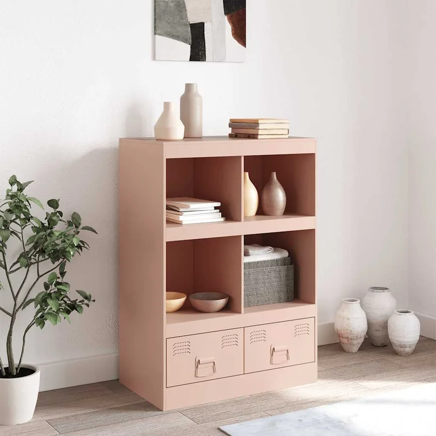 Buffet haut rose 67x39x95 cm acier - 3