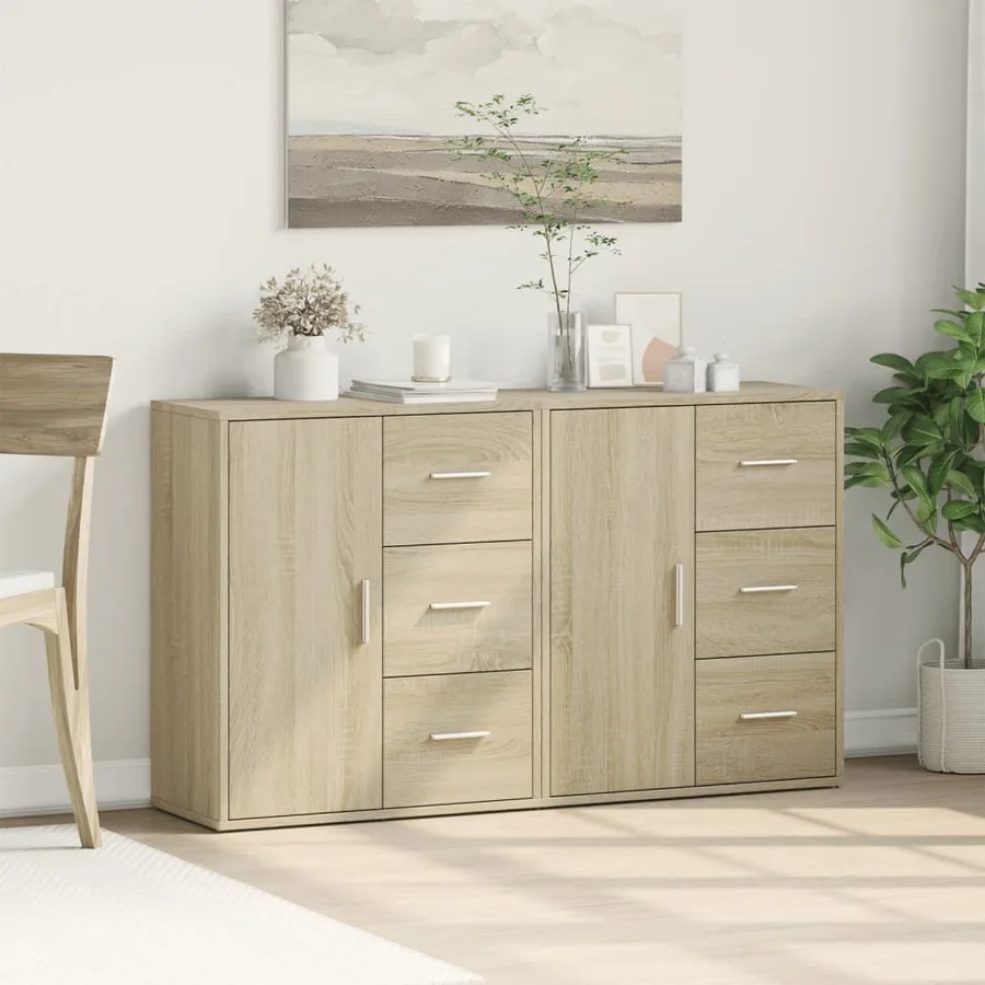 Buffets 2 pcs chêne sonoma 60x31x70 cm bois d'ingénierie - 3