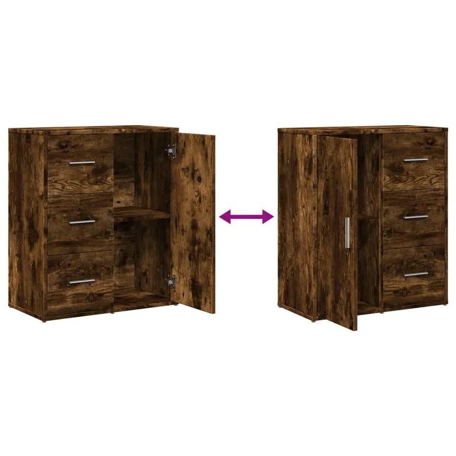 Buffets 2 pcs chêne fumé 60x31x70 cm bois d'ingénierie - 8