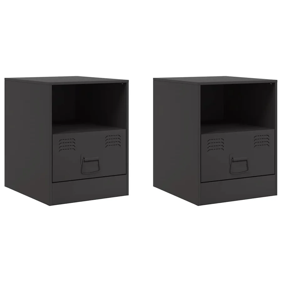Tables de chevet 2 pcs noir 34,5x39x44 cm acier - 2
