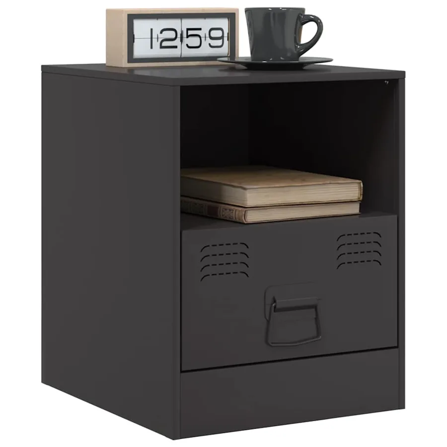 Tables de chevet 2 pcs noir 34,5x39x44 cm acier - 3