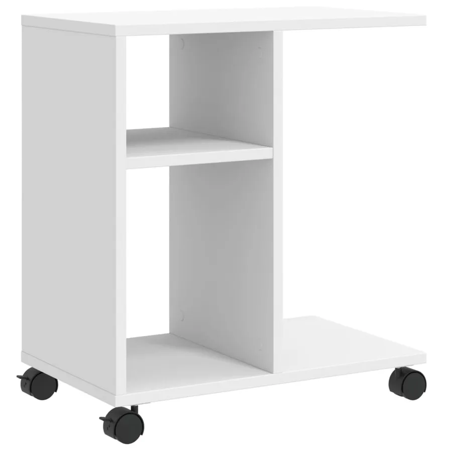 Table d'appoint avec roues blanc 50x30x55 cm bois d'ingénierie - 2