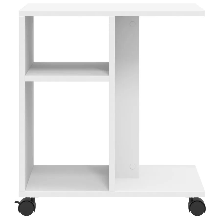 Table d'appoint avec roues blanc 50x30x55 cm bois d'ingénierie - 5