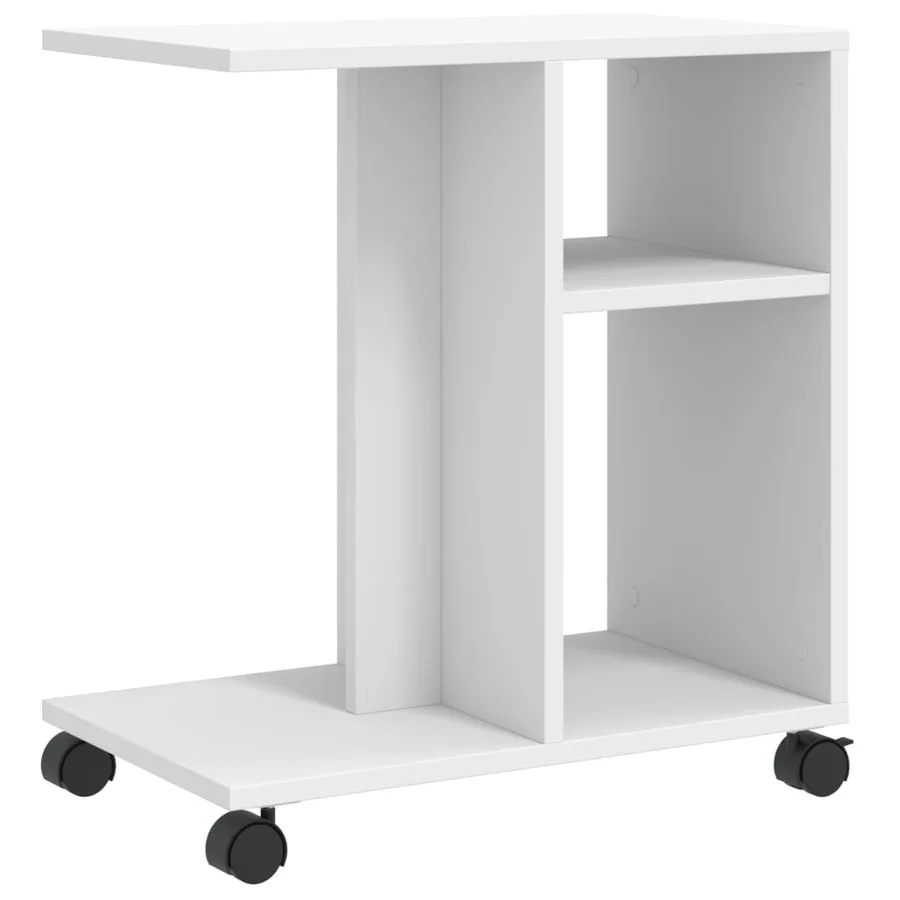 Table d'appoint avec roues blanc 50x30x55 cm bois d'ingénierie - 7