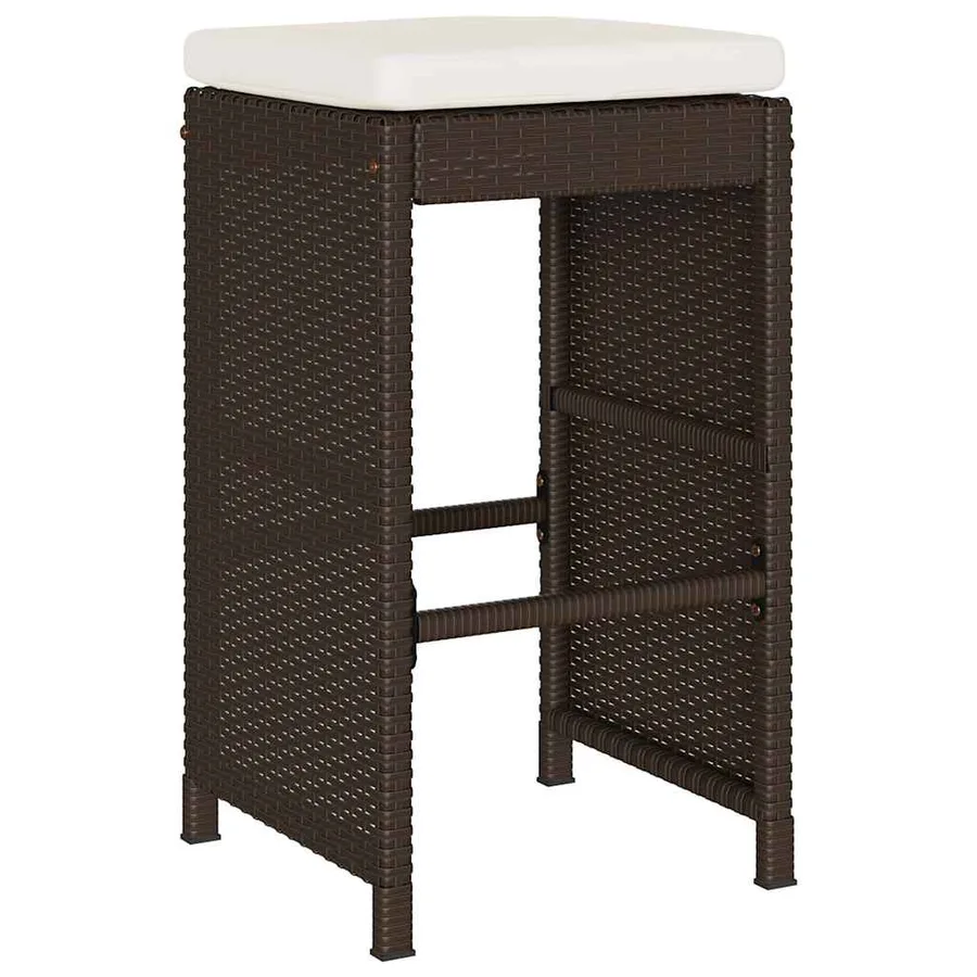 Tabourets de bar jardin coussins lot de 2 marron résine tressée - 3
