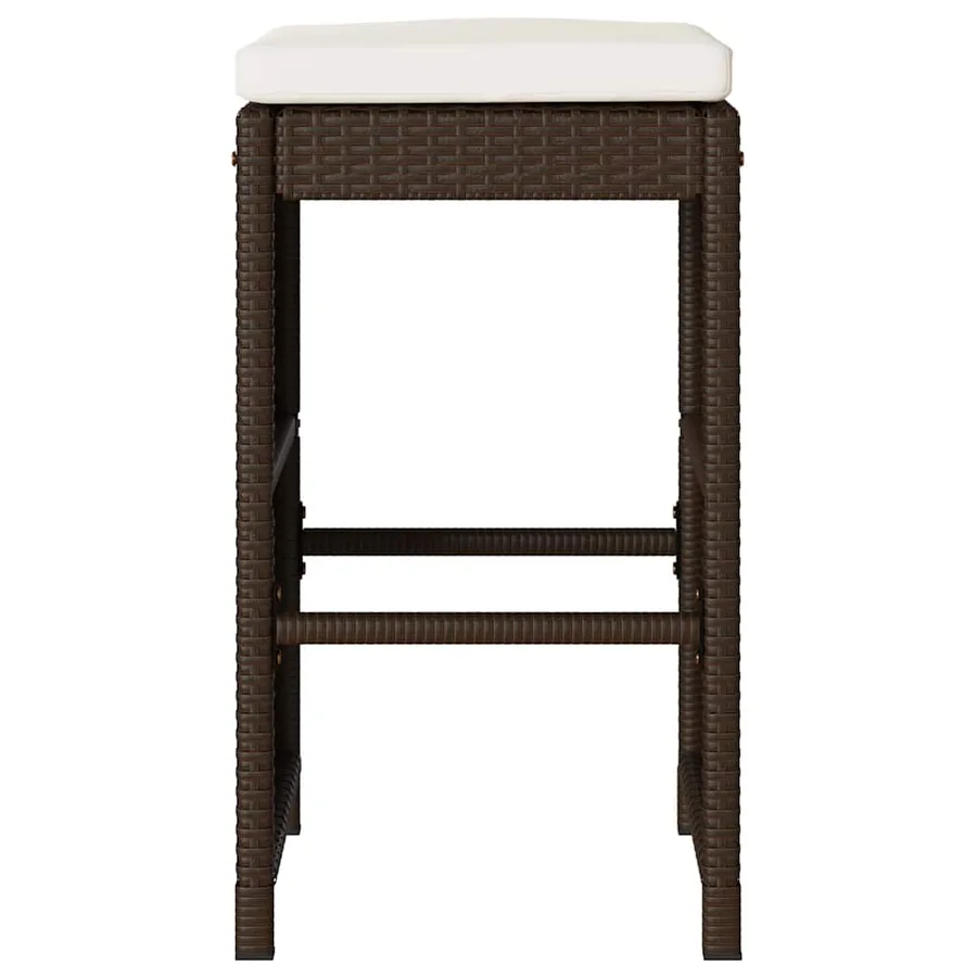 Tabourets de bar jardin coussins lot de 2 marron résine tressée - 4