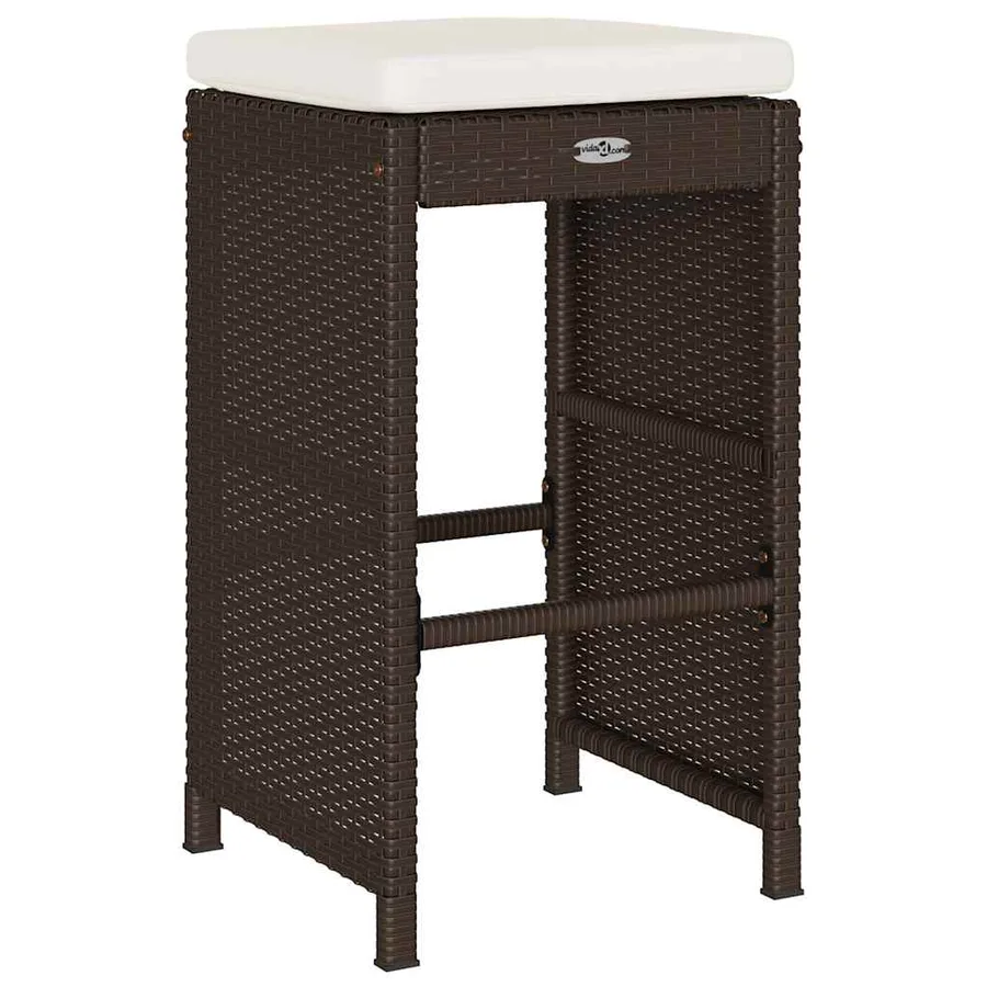 Tabourets de bar jardin coussins lot de 2 marron résine tressée - 6