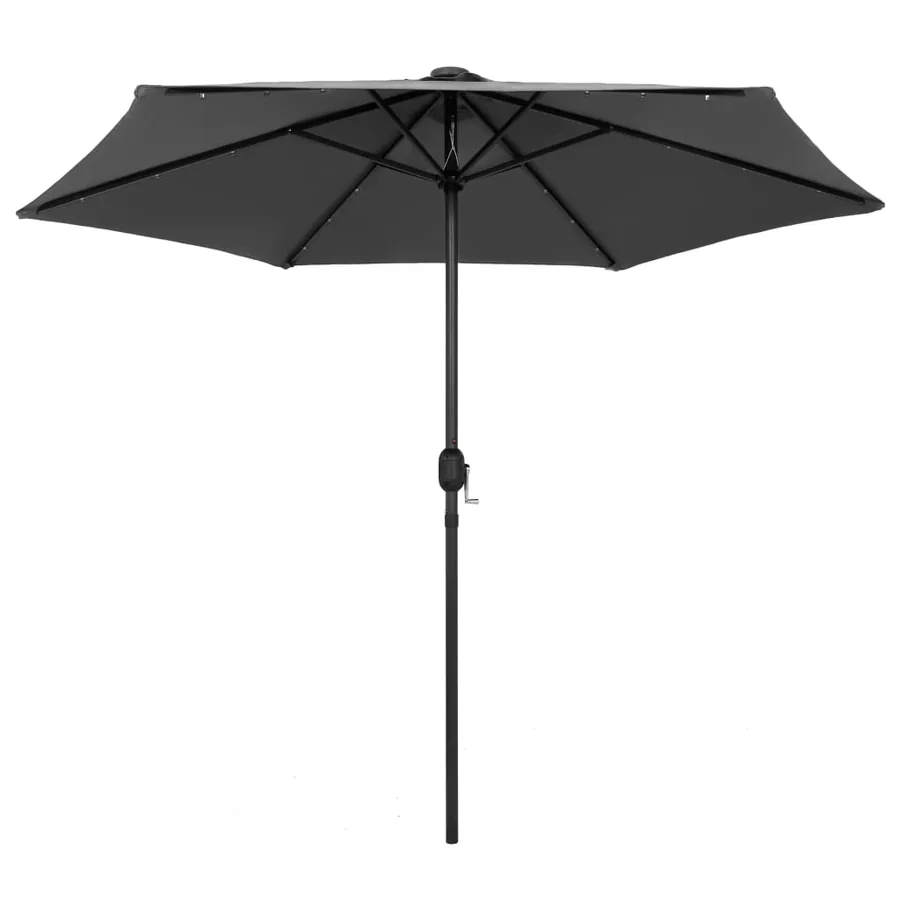 Parasol de jardin et lumières LED mât en aluminium anthracite - 2