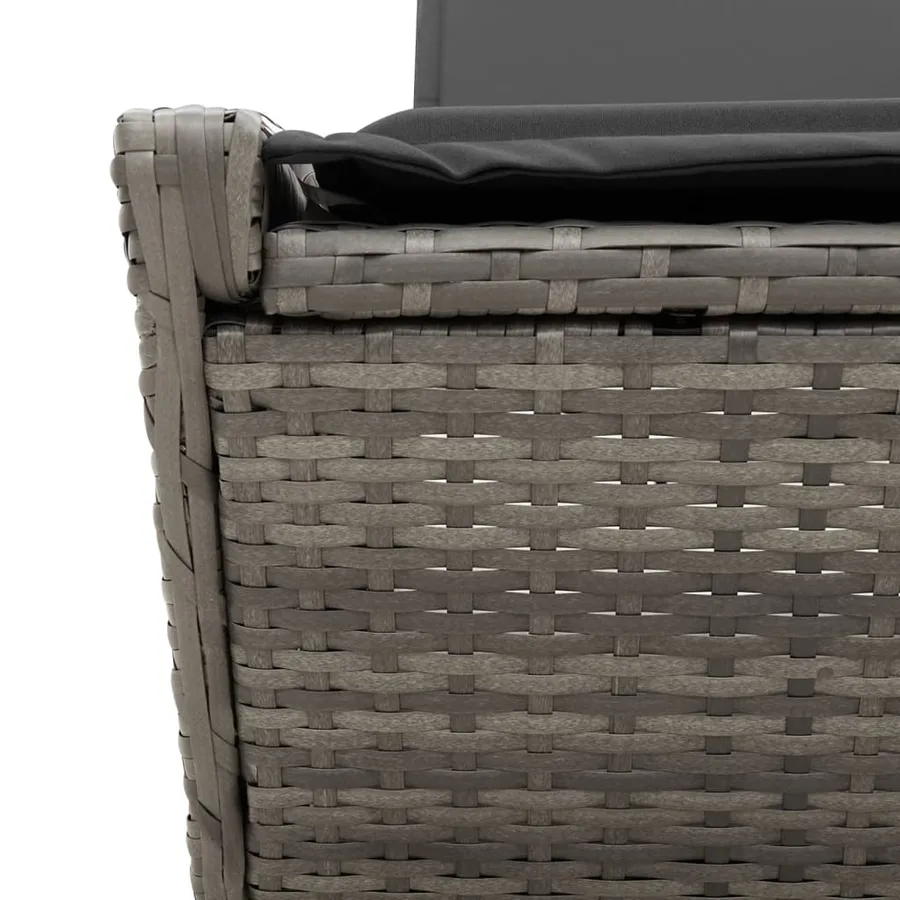 Chaise longue double avec coussins gris résine tressée - 9