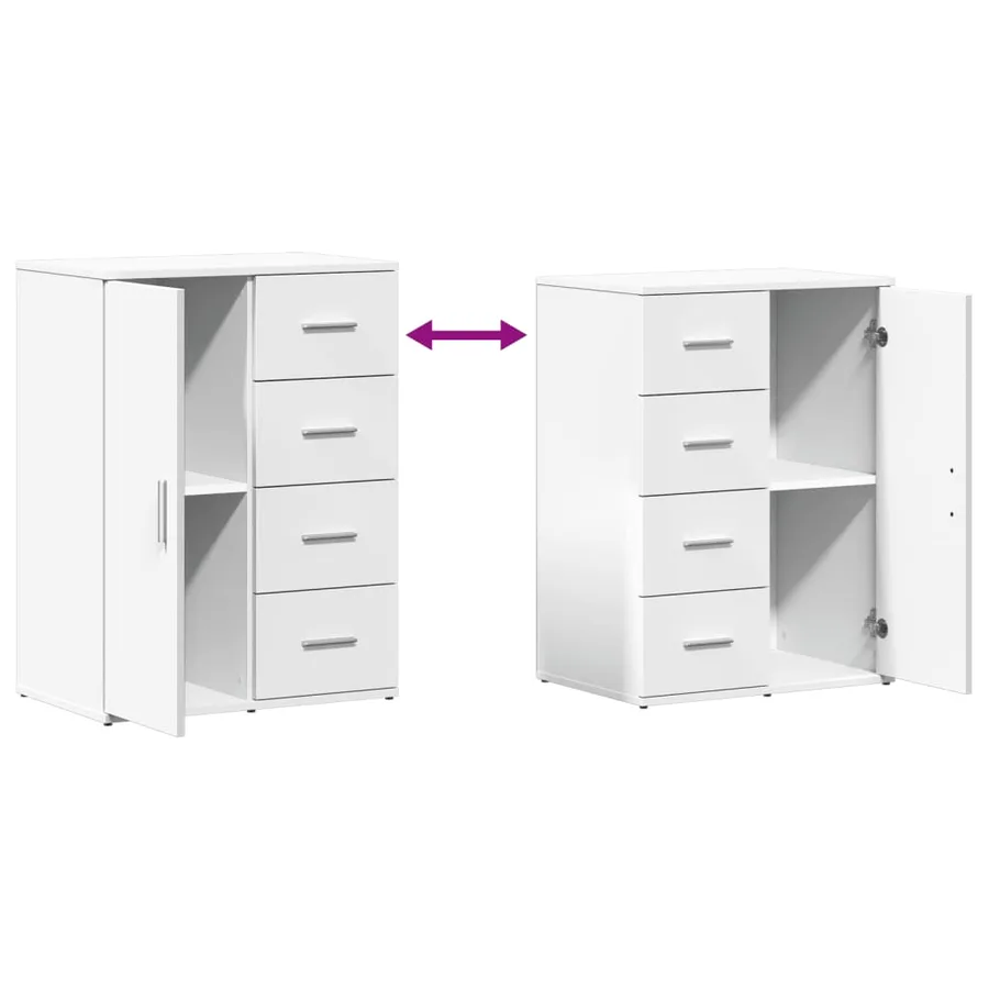 Buffet blanc 59x39x80 cm bois d'ingénierie - 8