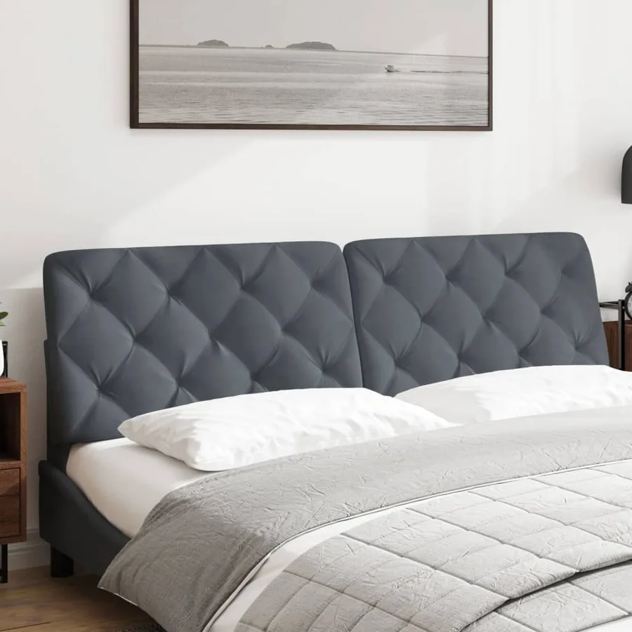Coussin de tête de lit gris foncé 180 cm velours - 3