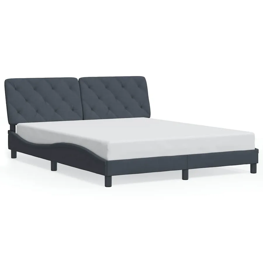 Cadre de lit sans matelas gris foncé 160x200 cm velours - 2