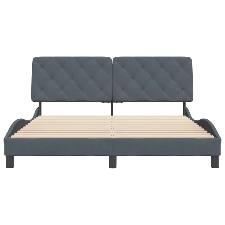 Cadre de lit sans matelas gris foncé 160x200 cm velours - 5