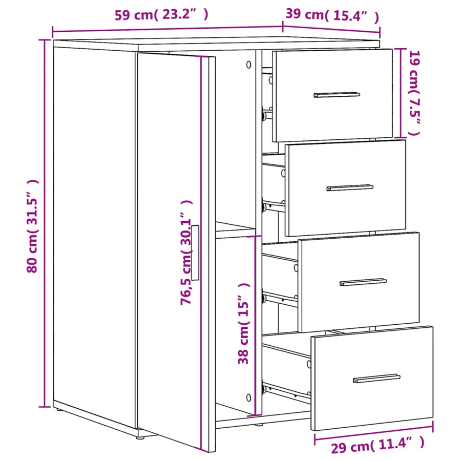 Buffets 2 pcs blanc 59x39x80 cm bois d'ingénierie - 11