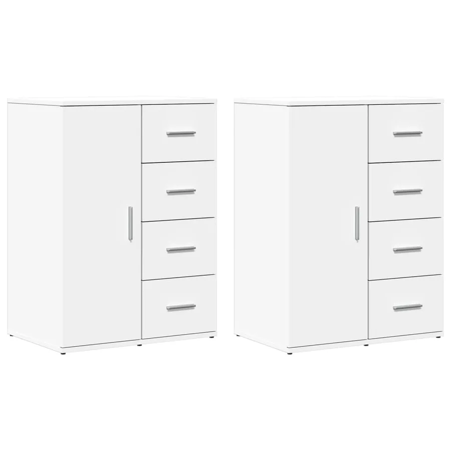 Buffets 2 pcs blanc 59x39x80 cm bois d'ingénierie - 2
